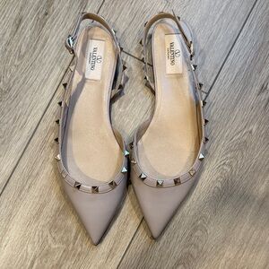 Valentino Women's Taupe Studded Flats